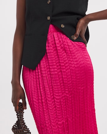 Bright Pink Crinkle Satin Skirt