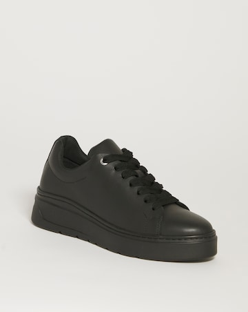 Leather Lace To Toe Flexi Sole Trainer - Wide Fit (E)