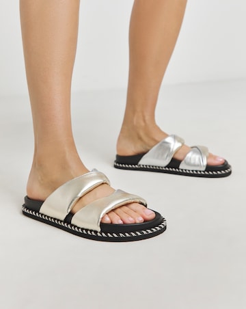 Simply Be Mica Soft Twist Leather Footbed Sandals - Wide Fit (E)