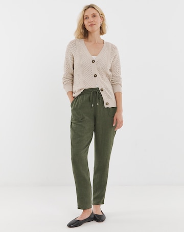 Khaki Textured Tapered Trouser