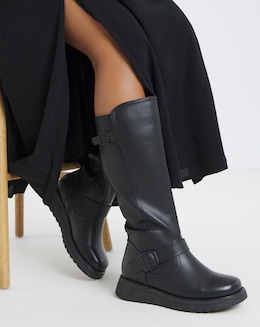 Heavenly Feet Rubymae Knee High Boots Curvy Calf Wide Fit