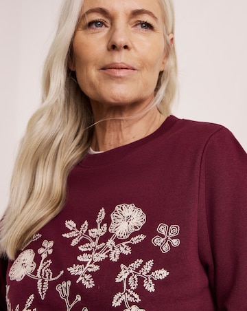 Julipa Pure Cotton Floral Embroidered Sweatshirt