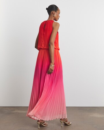 Joanna Hope Halter Neck Ombre Pleated Dress