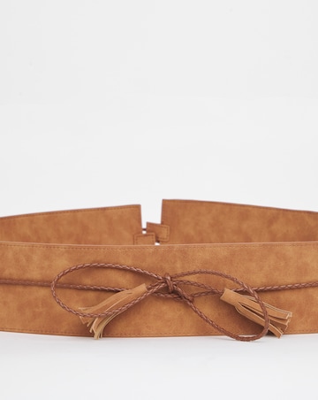 Tan Tassle Tie Waist Belt