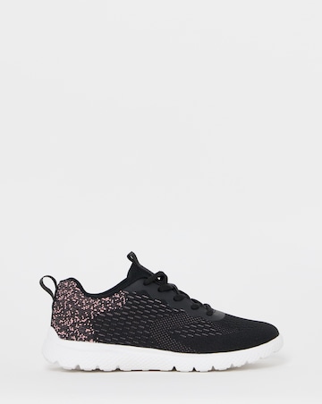 Cushion Walk Black/Pink Ombre Lace-Up Trainers - Wide Fit (E)