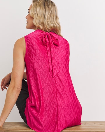 Pink Halter Neck Pleated Top