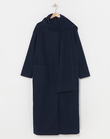 Navy Longline Scarf Coat