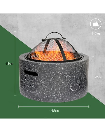 VonHaus Grey Round MgO Fire Pit
