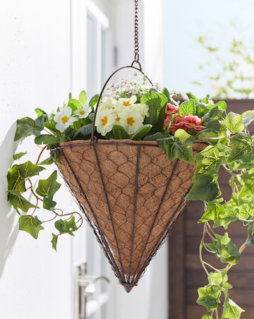 Ivyline Outdoor Hanging Wired Netted Cone Basket Bronze