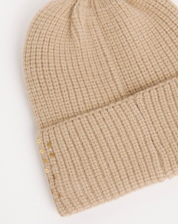 Beige Sequin Detail Beanie