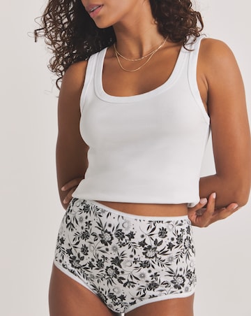 Pretty Secrets (7 Pack) Cotton Full Fit Knickers Mono Floral