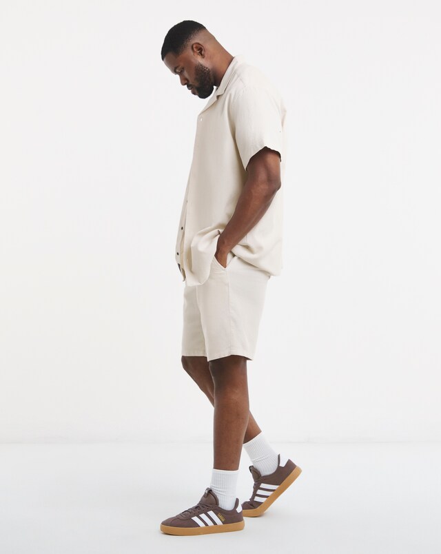 Jack & Jones Global Waffle Resort Shirt and Short Set – Cream