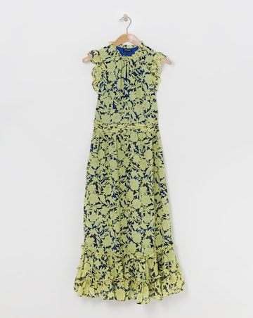 Sleeveless V-Neck Maxi Dress With Frills