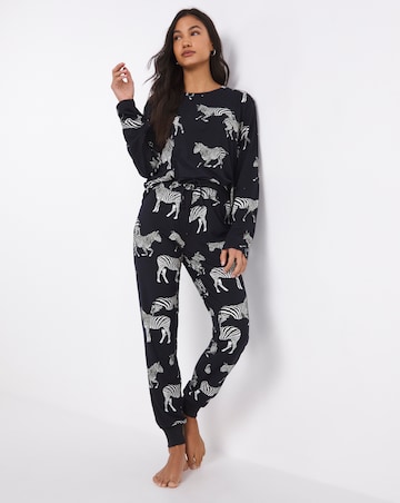 Chelsea Peers Jersey Zebra Print Crew Pyjama Set