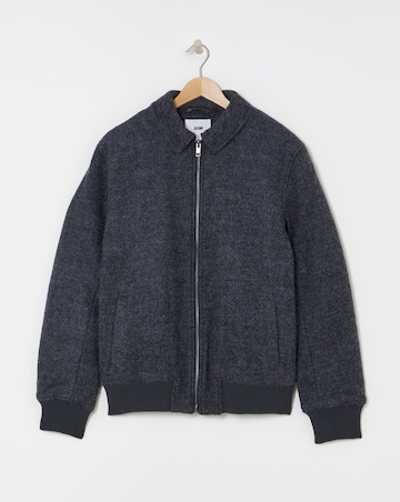 Wool Boucle Relaxed Varsity Jacket