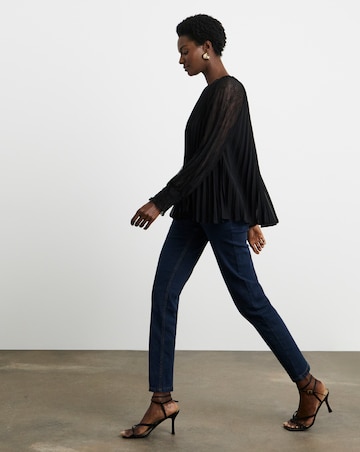 Joanna Hope Pleated Blouse With Lace Sleeve