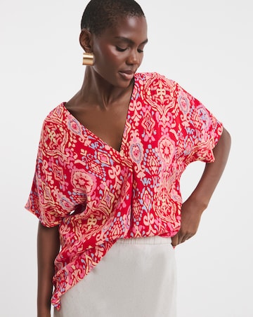 Printed Textured Crinkle Tunic Top