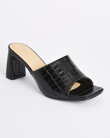 Arlene Croc Square Toe Mules Wide Fit