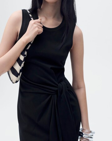 Mango Cotton Midi-Dress with Knot Detail