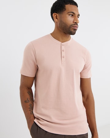 Pure Cotton Grandad T-Shirt Long- Pink