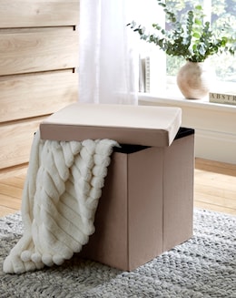 Velvet Foldable Storage Ottoman Cube