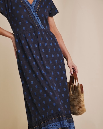 Julipa Pure Cotton Wrap Border Midi Dress