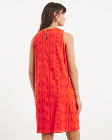 Pure Cotton Broderie Sleeveless Shift Dress