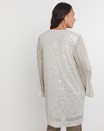 Silver Sequin Longline Cardigan