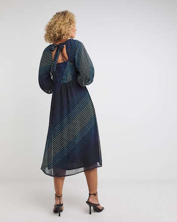Georgette Puff Sleeve Tie Back Dress
