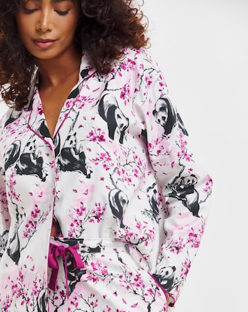 Cyberjammies Penelope Panda Print Woven Pyjama Set White Mix