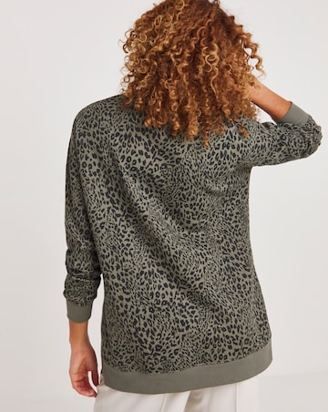 Printed Side Zip Longline Sweatshirt