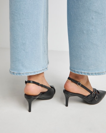 Montana Buckle Detail Kitten Heel Slingbacks - Wide Fit (E)