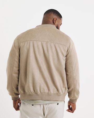 Beige Faux Suede Bomber