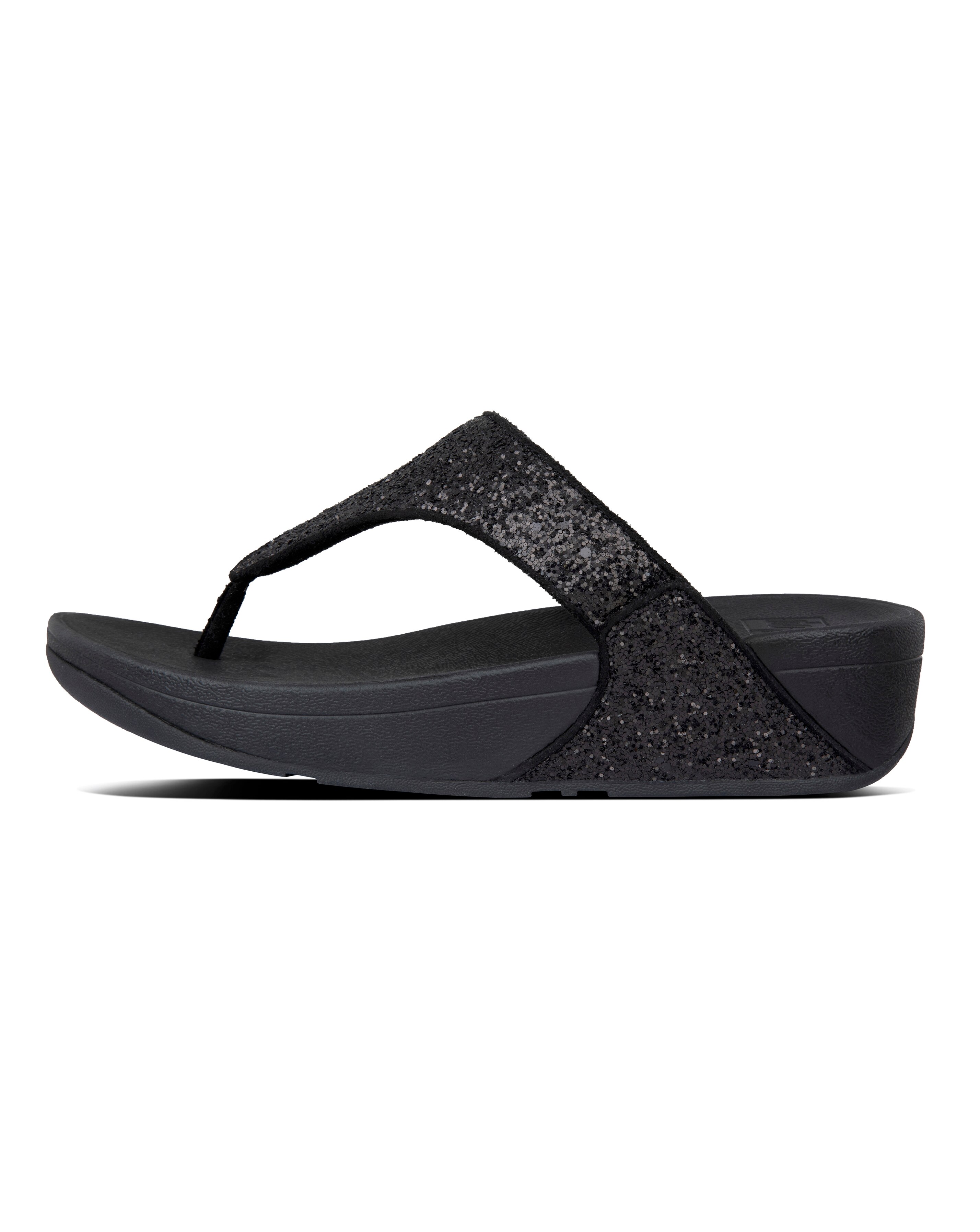 Fitflop Lulu Glitter Toe Post Flip Flops Standard D Fit | JD Williams