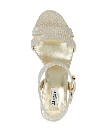 Dune Gold Merisa Block Heel Sandas - Wide Fit (E)