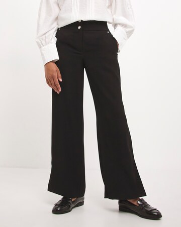 Straight Leg Twill Crepe Trouser with Buttons