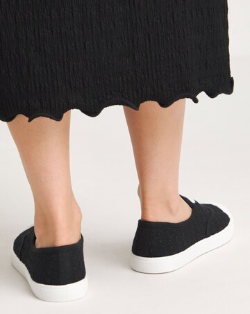 Burney Broderie Lace Up Plimsole Trainers Standard D Fit