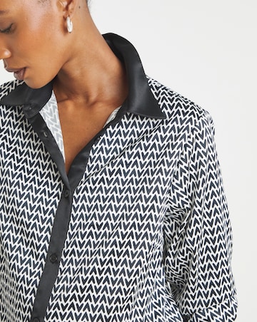 Printed Satin Long Sleeve Shirt