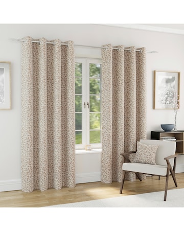 Sherwood Leaf Jacquard Lined Curtains - Natural