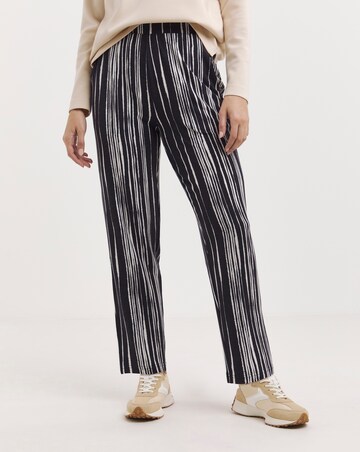 Navy Print Jersey Tapered Trousers