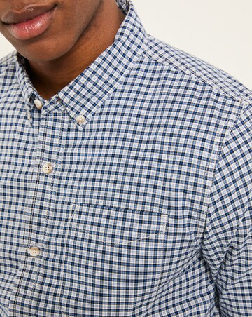 FatFace Oxford Gingham Long Sleeve Shirt (Regular & Tall) - Navy