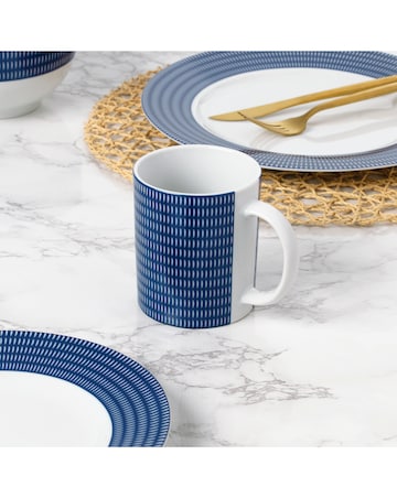 Waterside 16 Piece Blue Linear Dinner Set