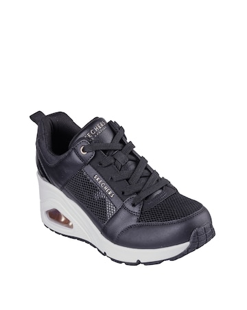 Skechers Uno Wedge Lace Up Fashion Trainer Standard Fit