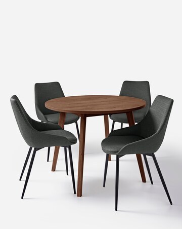 Oslo Round Dining Table with 4 Etta Fabric Chairs