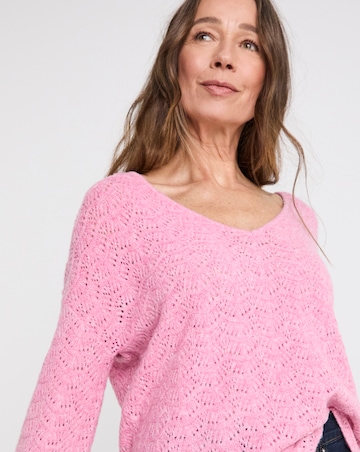 Pink Flute Sleeve Pointelle Top