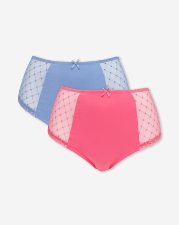Pretty Secrets (2 Pack) Rachel Embroidery Deep Brief Knickers Pink/Blue