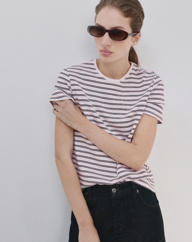 Mango Short Sleeve Round Neck Cotton T-Shirt