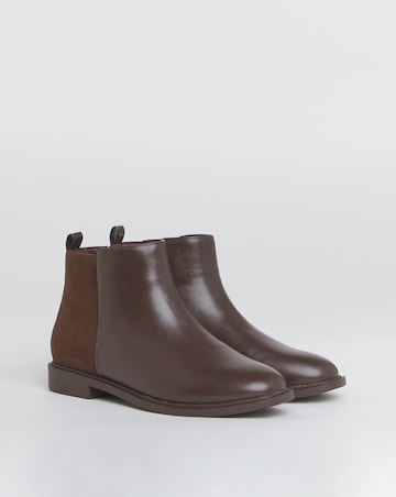 Ruth Classic Mixed Material Ankle Boot - Wide Fit (E)