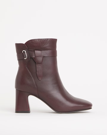 Kathy Heeled Leather Boot With Wrap Around Detail - Wide Fit (E)