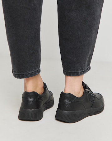 Heavenly Soles Seraphina Leather Lace Side Zip Trainers - Extra Wide Fit (EEE)